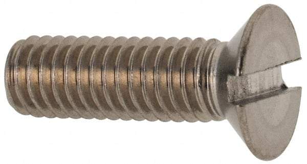 Value Collection - M6x1.00 Metric Coarse, 20mm OAL Slotted Drive Machine Screw - Flat Head, Grade 316 & A4 Stainless Steel, Uncoated, Without Washer - USA Tool & Supply