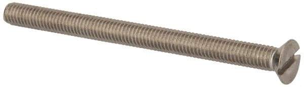 Value Collection - M6x1.00 Metric Coarse, 80mm OAL Slotted Drive Machine Screw - Flat Head, Grade 316 & A4 Stainless Steel, Uncoated, Without Washer - USA Tool & Supply