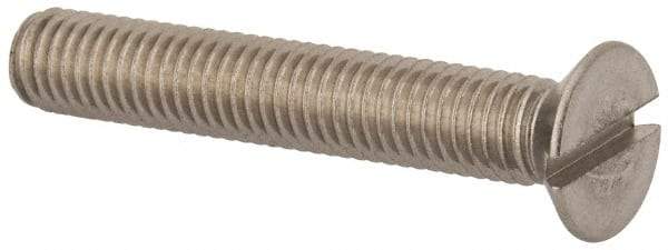 Value Collection - M8x1.25 Metric Coarse, 50mm OAL Slotted Drive Machine Screw - Flat Head, Grade 316 & A4 Stainless Steel, Uncoated, Without Washer - USA Tool & Supply