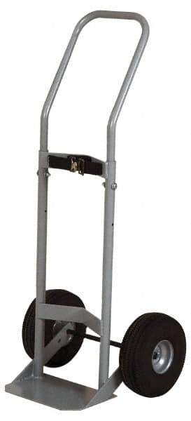 Made in USA - 47" OAH Cylinder Hand Truck - Swept Back Handle, Steel, Full Pneumatic Wheels - USA Tool & Supply