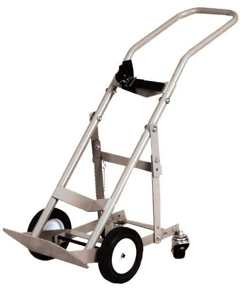 Made in USA - 47" OAH Cylinder Hand Truck - Swept Back Handle, Steel, Semi-Pneumatic Wheels - USA Tool & Supply