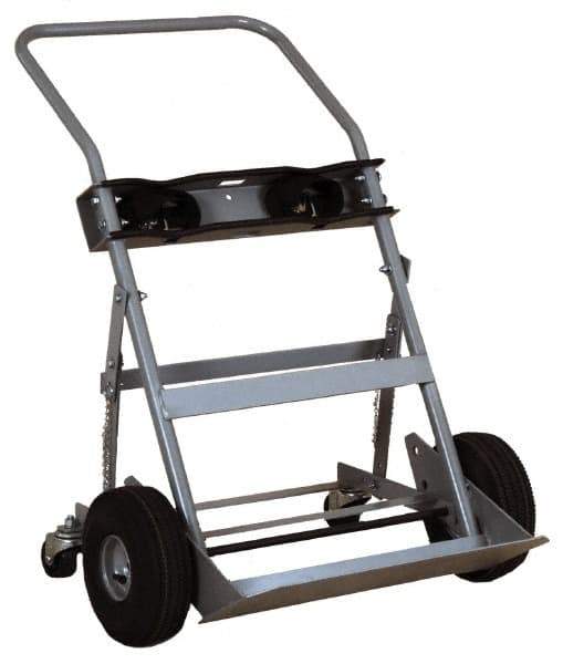 Made in USA - 47" OAH Cylinder Hand Truck - Swept Back Handle, Steel, Full Pneumatic Wheels - USA Tool & Supply