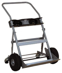 Made in USA - 47" OAH Cylinder Hand Truck - Swept Back Handle, Steel, Full Pneumatic Wheels - USA Tool & Supply