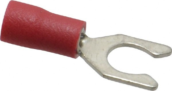 Ideal - #10 Stud, 22 to 18 AWG Compatible, Partially Insulated, Crimp Connection, Locking Fork Terminal - USA Tool & Supply