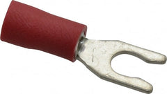 Ideal - #6 Stud, 22 to 18 AWG Compatible, Partially Insulated, Crimp Connection, Locking Fork Terminal - USA Tool & Supply