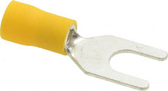 Ideal - 1/4" Stud, 12 to 10 AWG Compatible, Partially Insulated, Crimp Connection, Standard Fork Terminal - USA Tool & Supply