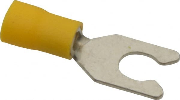 Ideal - 1/4" Stud, 12 to 10 AWG Compatible, Partially Insulated, Crimp Connection, Locking Fork Terminal - USA Tool & Supply