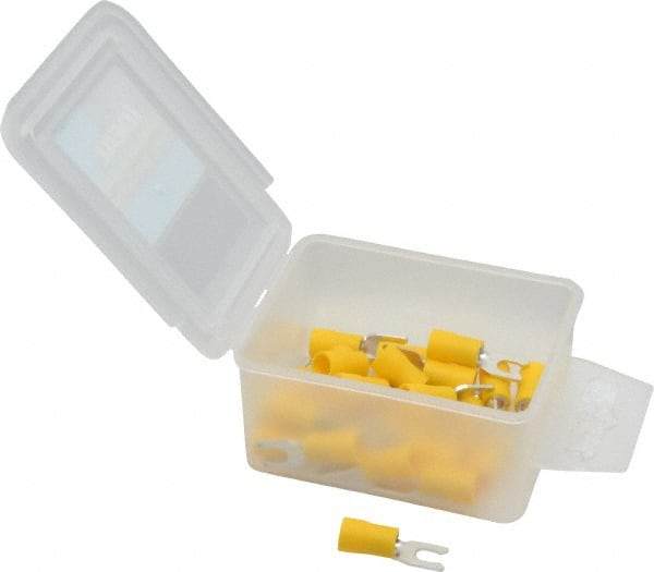 Ideal - #8 Stud, 12 to 10 AWG Compatible, Partially Insulated, Crimp Connection, Locking Fork Terminal - USA Tool & Supply