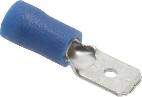 Ideal - 16 to 14 AWG, Vinyl, Fully Insulated, Male Wire Disconnect - 1/4 Inch Wide Tab, Blue, cUL Listed, RoHS Compliant, UL Listed - USA Tool & Supply