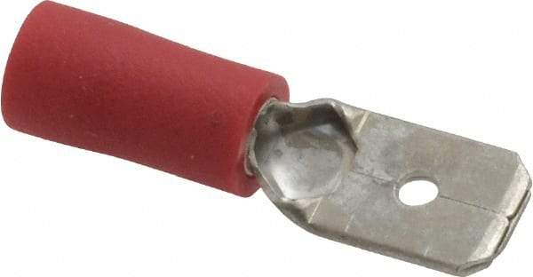 Ideal - 22 to 18 AWG, Vinyl, Fully Insulated, Male Wire Disconnect - 1/4 Inch Wide Tab, Red, cUL Listed, RoHS Compliant, UL Listed - USA Tool & Supply
