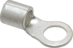 Ideal - 4 AWG Noninsulated Crimp Connection Circular Ring Terminal - 3/8" Stud, 1.319" OAL x 0.65" Wide, Tin Plated Brass Contact - USA Tool & Supply