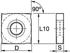 Kennametal - SNHX12L5 GP Grade KC725M Carbide Milling Insert - TiN/TiCN/TiN Finish, 0.2126" Thick, 1/2" Inscribed Circle - USA Tool & Supply