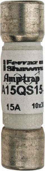 Ferraz Shawmut - 150 VAC/VDC, 15 Amp, Fast-Acting Semiconductor/High Speed Fuse - Clip Mount, 1-1/2" OAL, 100 at AC, 50 at DC kA Rating, 13/32" Diam - USA Tool & Supply