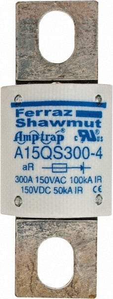 Ferraz Shawmut - 150 VAC/VDC, 300 Amp, Fast-Acting Semiconductor/High Speed Fuse - Bolt-on Mount, 2-21/32" OAL, 100 at AC, 50 at DC kA Rating, 1-1/8" Diam - USA Tool & Supply