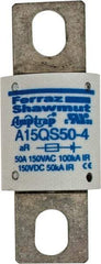 Ferraz Shawmut - 150 VAC/VDC, 50 Amp, Fast-Acting Semiconductor/High Speed Fuse - Bolt-on Mount, 2-21/32" OAL, 100 at AC, 50 at DC kA Rating, 1-1/8" Diam - USA Tool & Supply