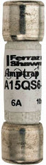 Ferraz Shawmut - 150 VAC/VDC, 6 Amp, Fast-Acting Semiconductor/High Speed Fuse - Clip Mount, 1-1/2" OAL, 100 at AC, 50 at DC kA Rating, 13/32" Diam - USA Tool & Supply