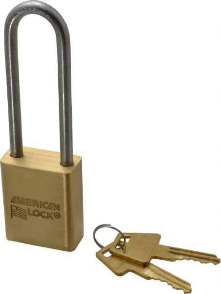 American Lock - 3/4" Shackle Clearance, Keyed Different Padlock - 1/4" Shackle Diam, Steel - USA Tool & Supply