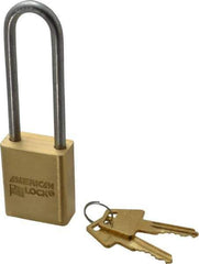 American Lock - 3/4" Shackle Clearance, Keyed Different Padlock - 1/4" Shackle Diam, Steel - USA Tool & Supply