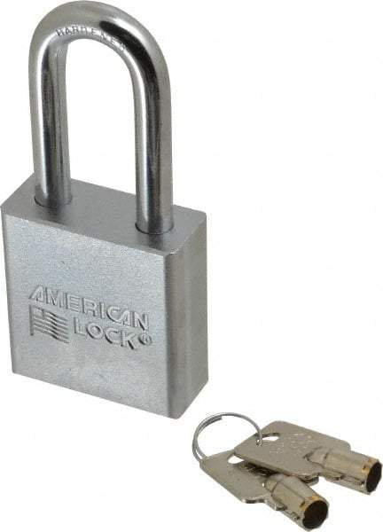 American Lock - 3/4" Shackle Clearance, Keyed Different Tubular Padlock - 3/8" Shackle Diam, Steel - USA Tool & Supply