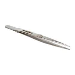 Value Collection - 5-1/2" OAL Diamond Tweezers - Medium Point with Slide Lock - USA Tool & Supply