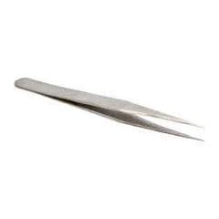 Value Collection - 5" OALmm-SS Precision Tweezers - General Utility, Fine Point, Narrow Shank - USA Tool & Supply