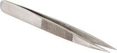 Value Collection - 4-3/8" OAL AC-SS Precision Tweezers - Heavy Tip with Serrated Shank - USA Tool & Supply