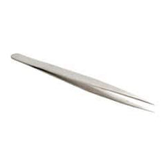 Value Collection - 5-5/16" OAL SS-SA Precision Tweezers - Long & Slim for Inside Reach - USA Tool & Supply