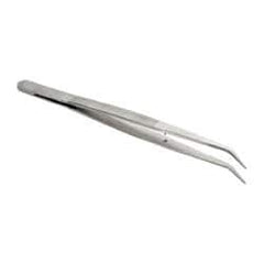 Value Collection - 5-7/8" OAL Stainless Steel Assembly Tweezers - Bent Point with Serrated Shank & Tip - USA Tool & Supply