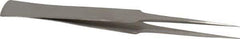 Value Collection - 5-1/8" OAL GG-SA Precision Tweezers - General Utility, Long & Strong Point, Wide Shank - USA Tool & Supply