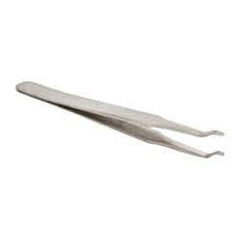 Value Collection - 4-3/4" OAL 2AD-SA Precision Tweezers - Rounded Flat Tip, Thin Tapered Edge - USA Tool & Supply