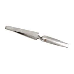 Value Collection - 4-1/2" OAL N0 Reverse Action Tweezers - Flat Tip - USA Tool & Supply