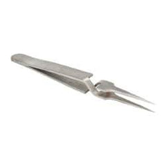 Value Collection - 4-11/32" OAL N4 Reverse Action Tweezers - Long Fine Point - USA Tool & Supply