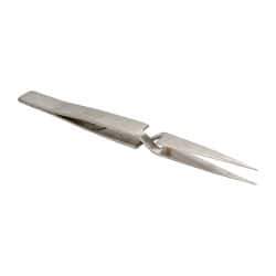 Value Collection - 4-7/8" OAL NAA Reverse Action Tweezers - Long & Strong Point - USA Tool & Supply