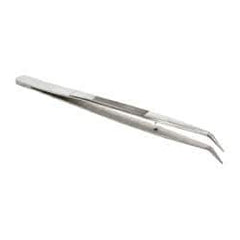 Value Collection - 5-7/8" OAL Stainless Steel Assembly Tweezers - Bent Point with Serrated Shank, Smooth Tip - USA Tool & Supply