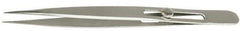 Value Collection - 4-3/4" OAL Assembly Tweezers - Slide Locking, Sharp Point - USA Tool & Supply