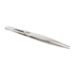 Value Collection - 4-3/4" OAL Stainless Steel Assembly Tweezers - Slide Locking, Sharp Point - USA Tool & Supply