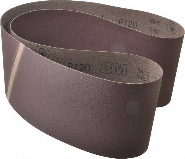 3M - 6" Wide x 60" OAL, 120 Grit, Aluminum Oxide Abrasive Belt - Aluminum Oxide, Fine, Coated, X Weighted Cloth Backing, Series 341D - USA Tool & Supply