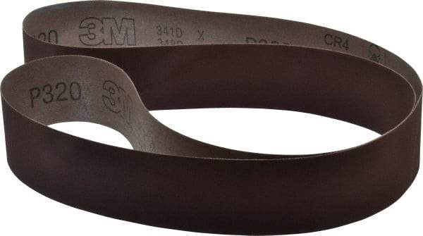 3M - 2" Wide x 60" OAL, 320 Grit, Aluminum Oxide Abrasive Belt - Aluminum Oxide, Extra Fine, Coated, X Weighted Cloth Backing, Series 341D - USA Tool & Supply