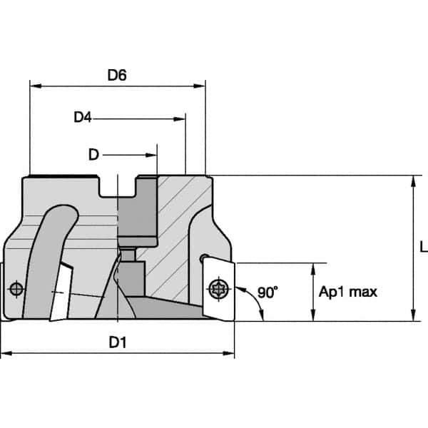 Kennametal - 4 Inserts, 40mm Cut Diam, Indexable Square-Shoulder Face Mill - 0° Lead Angle, 40mm High - USA Tool & Supply