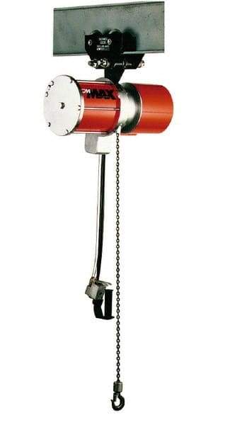 CM - 1/4 Ton Load Limit, 10' Max Height Hook Mount Air Hoist - 70 SCFM at 90 PSI, 15-1/4" Min Headroom, Pendant Control - USA Tool & Supply