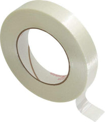 Ability One - 1" x 60 Yd Clear Rubber Adhesive Packaging Tape - Glass Filament Backing, 12 mil Thick, Series 7510-00 - USA Tool & Supply