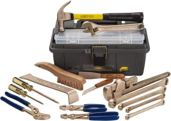 Ampco - 16 Piece Nonsparking Tool Set - Comes in Tool Box - USA Tool & Supply