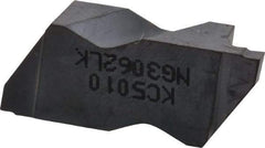 Kennametal - 3062NG K Grade KC5010, 1.58mm Cutting Width Carbide Grooving Insert - 2.39mm Max Depth of Cut, Left Hand, 0.19mm Corner Radius, TiAlN Finish - USA Tool & Supply