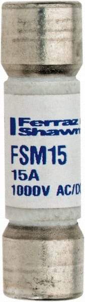 Ferraz Shawmut - 1,000 VAC/VDC, 15 Amp, Fast-Acting Multimeter Fuse - 38mm OAL, 20 at AC/DC kA Rating, 10.3mm Diam - USA Tool & Supply