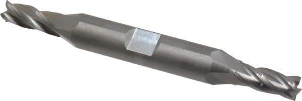 OSG - 1/4", 5/8" LOC, 3/8" Shank Diam, 3-3/8" OAL, 4 Flute, Solid Carbide Square End Mill - Double End, Uncoated, Spiral Flute, 30° Helix, Centercutting, Right Hand Cut, Right Hand Flute, Series 444 - USA Tool & Supply