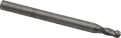 OSG - 3/32" Diam, 3/16" LOC, 4 Flute Solid Carbide Ball End Mill - Uncoated, Single End, 1-1/2" OAL, 1/8" Shank Diam, Spiral Flute - USA Tool & Supply