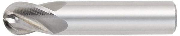 OSG - 5/8" Diam, 3/4" LOC, 4 Flute Solid Carbide Ball End Mill - Uncoated, Single End, 3" OAL, 5/8" Shank Diam, Spiral Flute - USA Tool & Supply