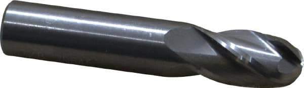 OSG - 3/8" Diam, 5/8" LOC, 4 Flute Solid Carbide Ball End Mill - Uncoated, Single End, 2" OAL, 3/8" Shank Diam, Spiral Flute - USA Tool & Supply