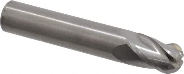OSG - 7/16" Diam, 5/8" LOC, 4 Flute Solid Carbide Ball End Mill - Uncoated, Single End, 2-1/2" OAL, 7/16" Shank Diam, Spiral Flute - USA Tool & Supply
