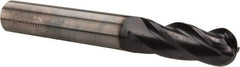 OSG - 3/8" Diam, 1-1/8" LOC, 4 Flute Solid Carbide Ball End Mill - TiAlN Finish, Single End, 3" OAL, 3/8" Shank Diam, Spiral Flute - USA Tool & Supply